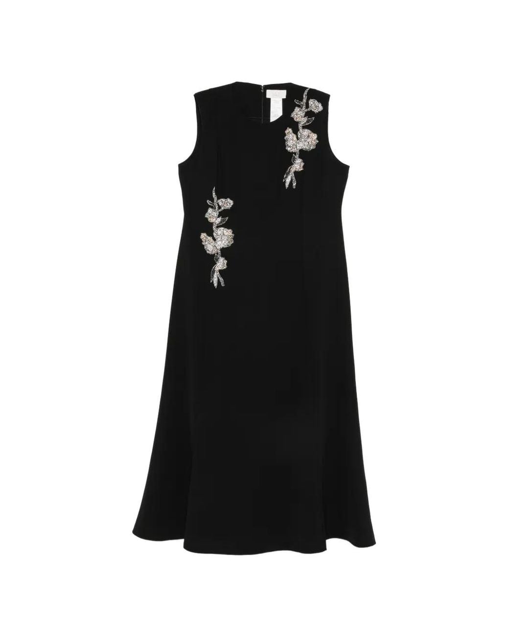 Marina Rinaldi Black Robe Longue Sans Manches À Ornements En Cristal Feluca