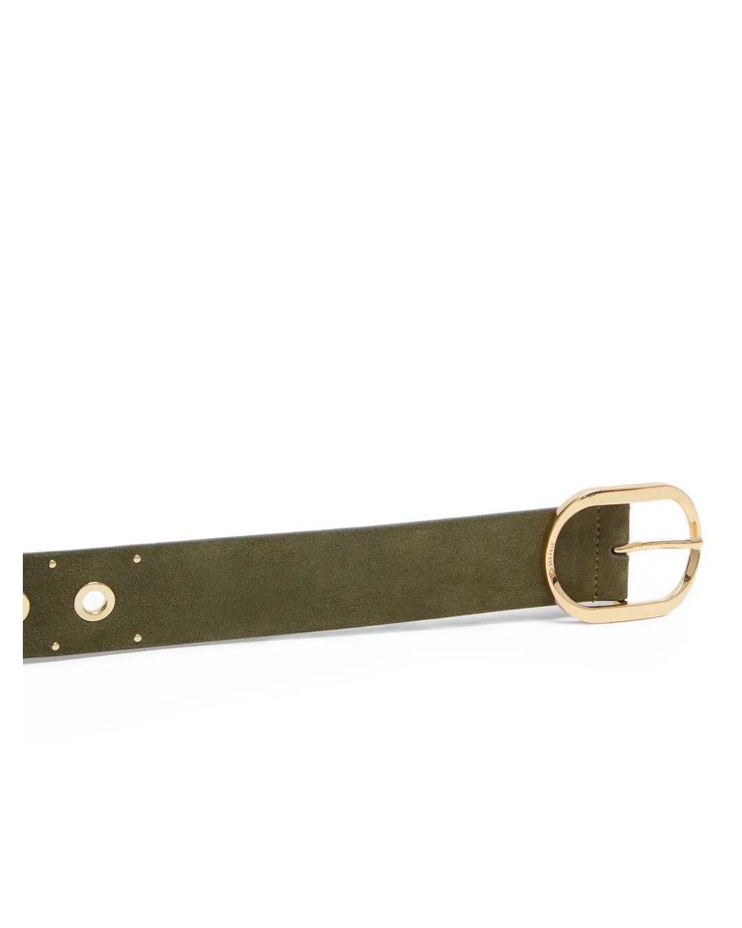 Pinko Green Leather Belt With Eyelets, 4Cm