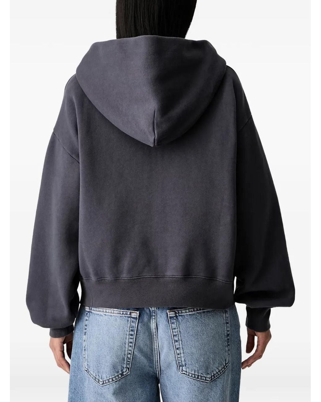 Sporty & Rich Black Logo-Print Zip-Up Hoodie