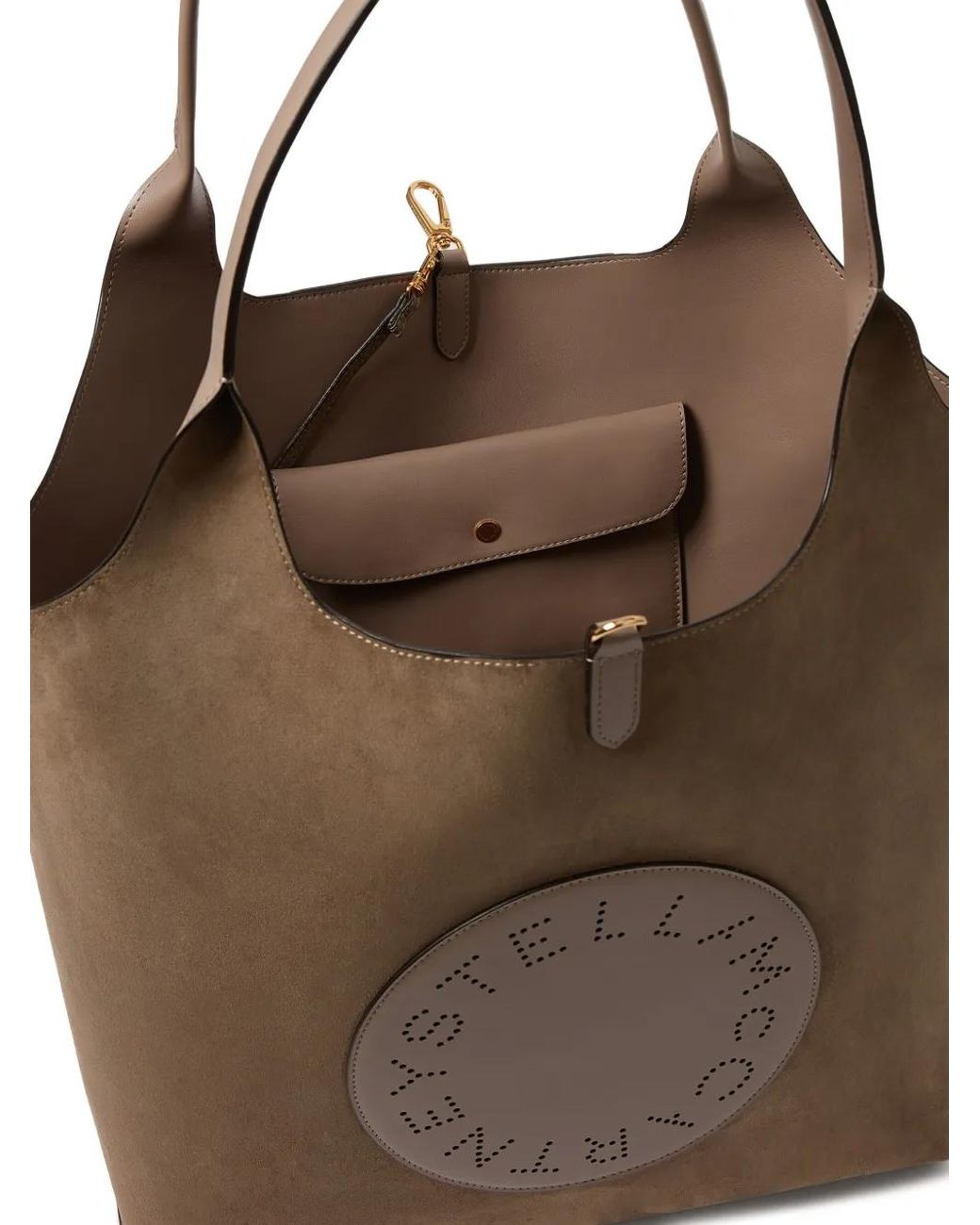Stella McCartney Brown Stella Logo Perforated Tote Bag