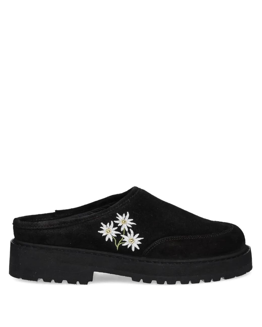 Diemme Black Maggiore Stella Embroidered Platform Mules