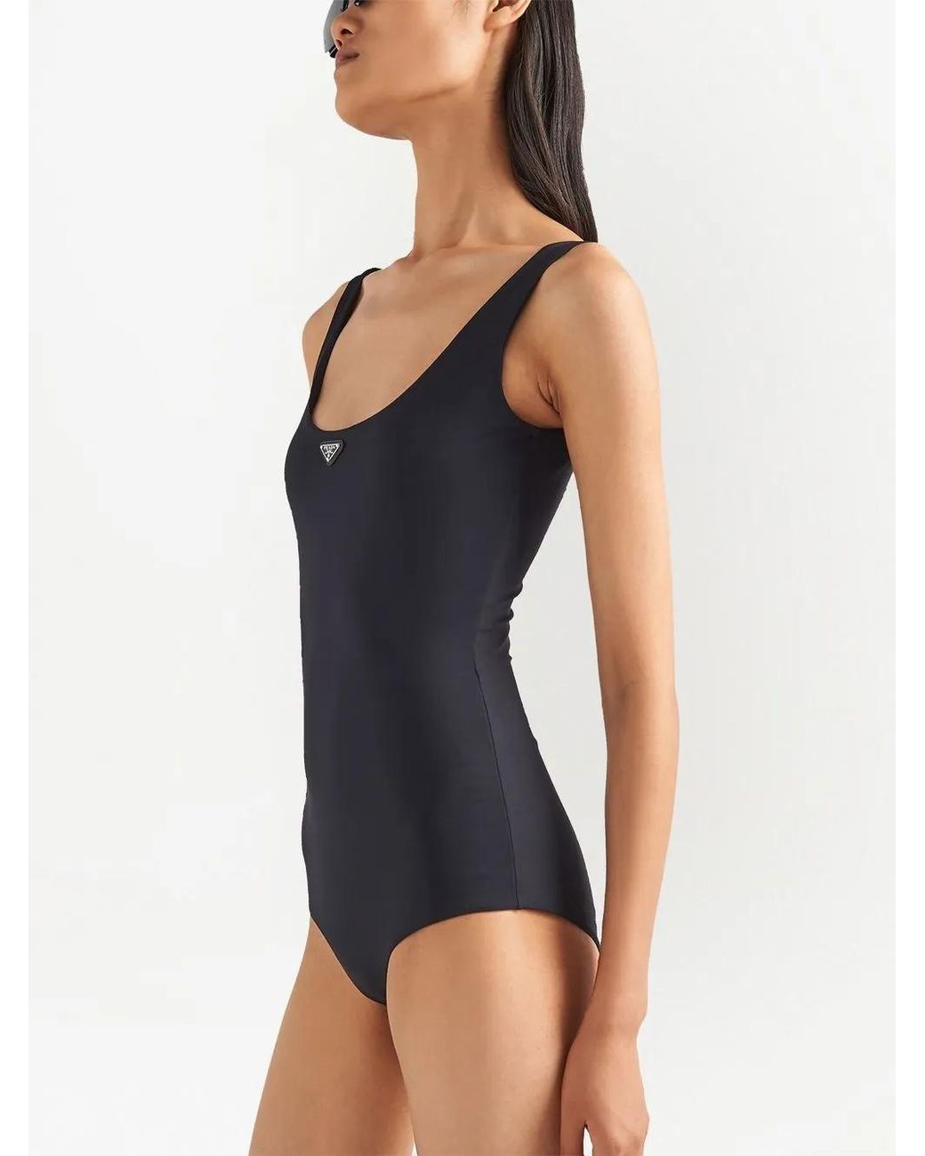 Prada Black Logo-plaque Bodysuit