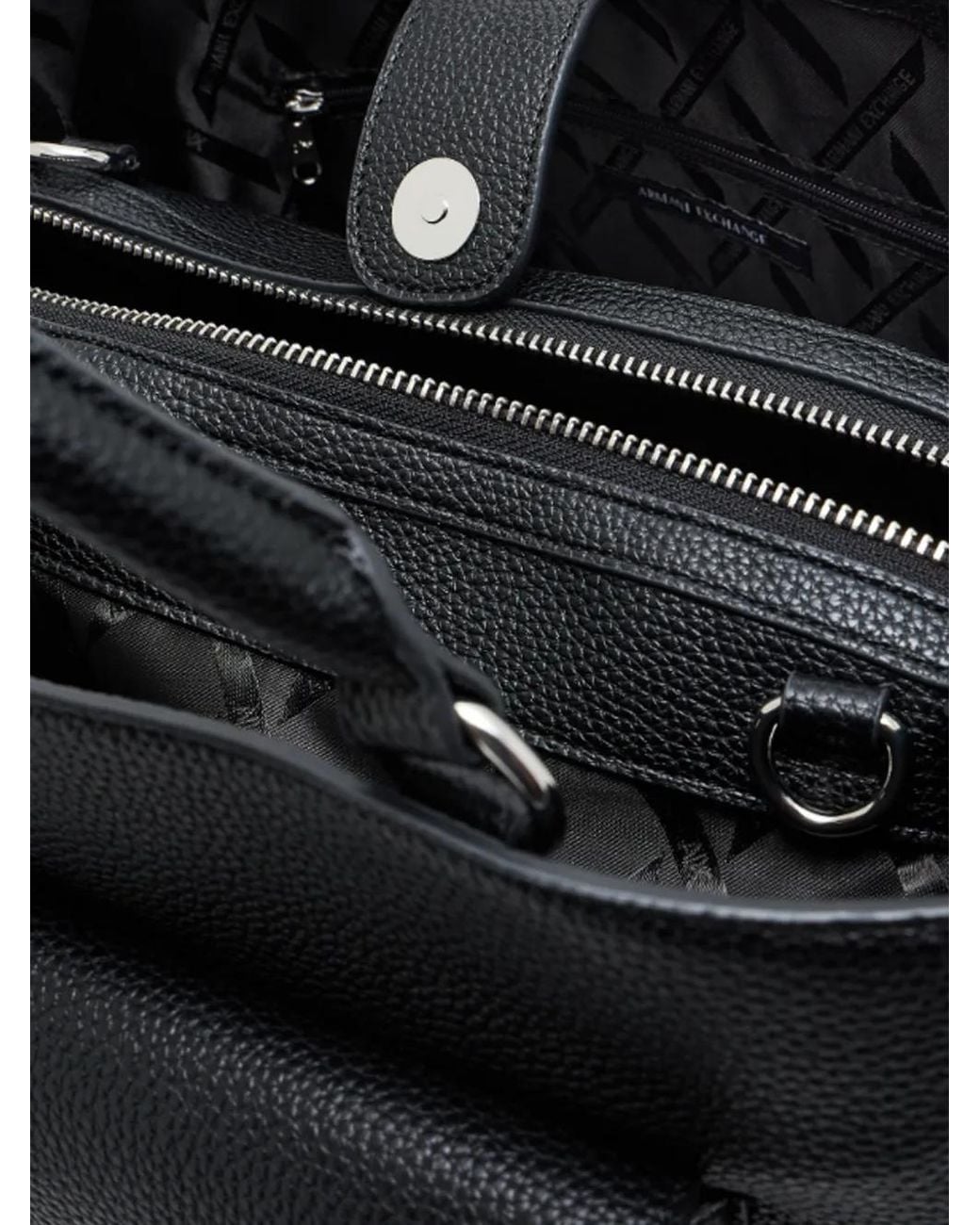 ARMANI EXCHANGE Blue Logo-Plaque Pebbled Tote Bag