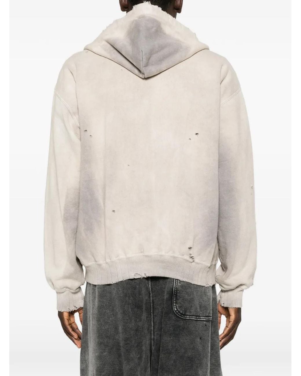 Maison Mihara Yasuhiro White Distressed Sun-Faded Hoodie for men