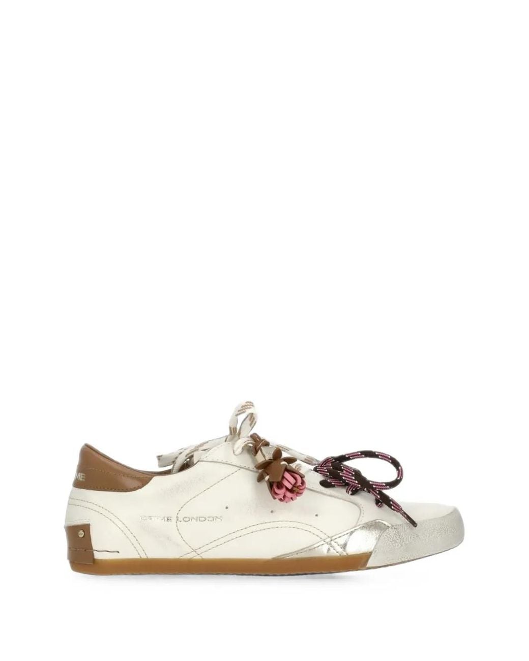 Crime London White Sneakerina Distressed-Effect Leather Sneakers