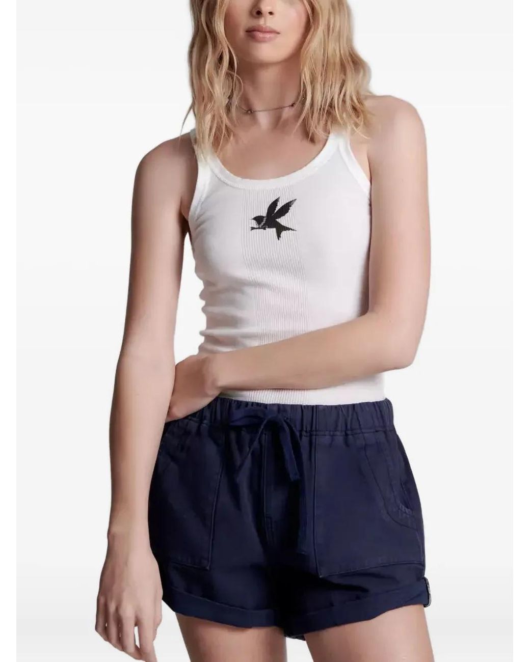 One Teaspoon Blue Bandit Drawstring Cuffed Shorts