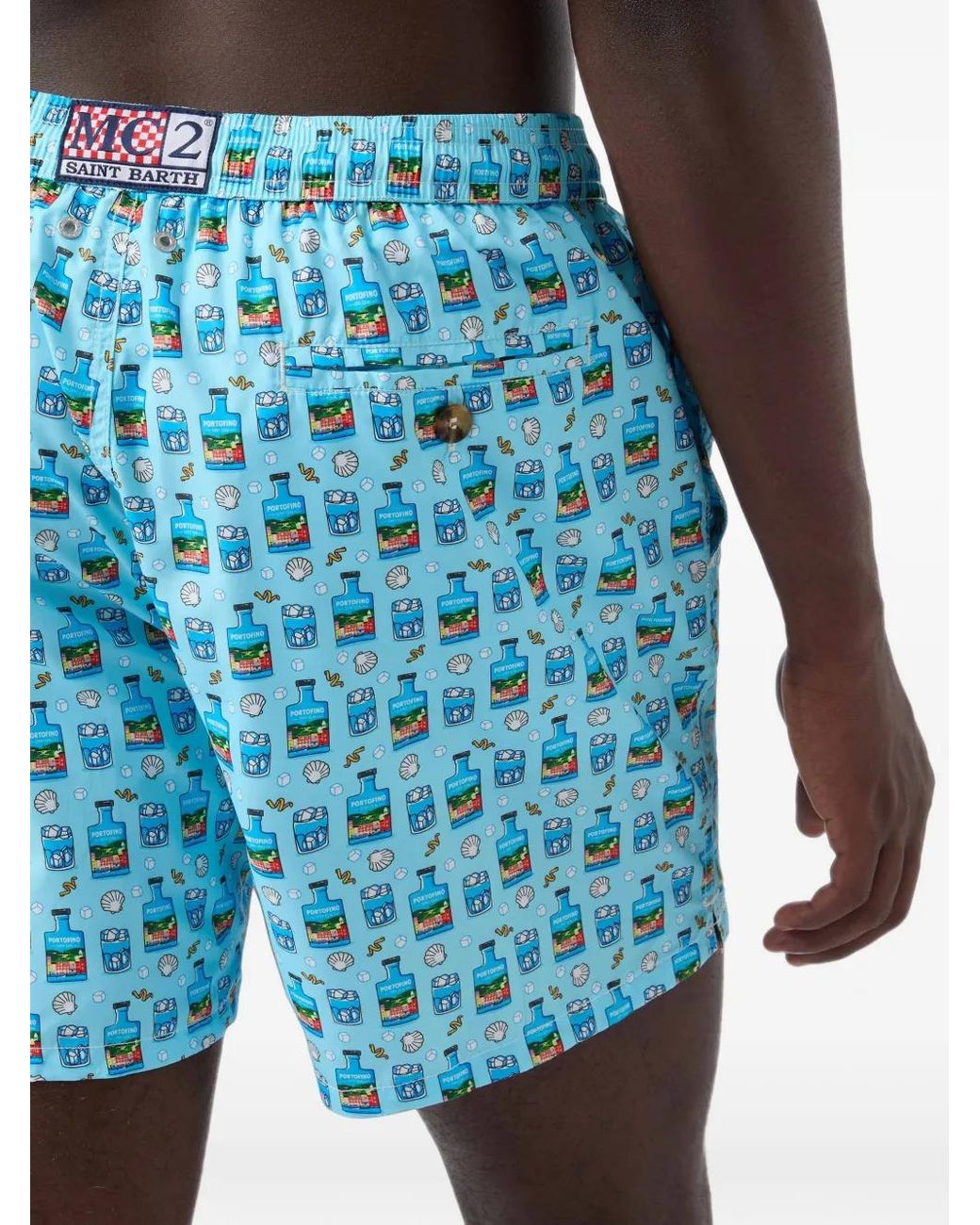 Mc2 Saint Barth Blue Lighting Micro Swim Shorts With Portofino Gin Print for men