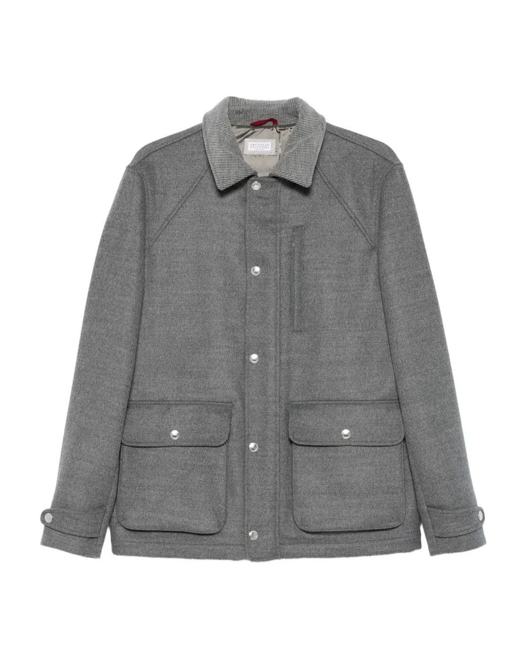 Chaqueta De Lana Con Bolsillos Con Solapa Brunello Cucinelli de hombre de color Gray