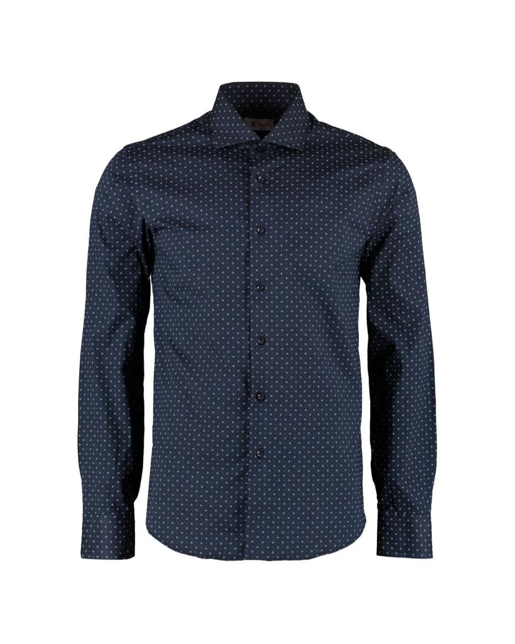 THE (Alphabet) Blue Printed Cotton Shirt for men