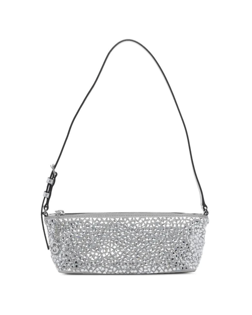 MICHAEL Michael Kors Gray Laila Crystal-Embellished Clutch Bag