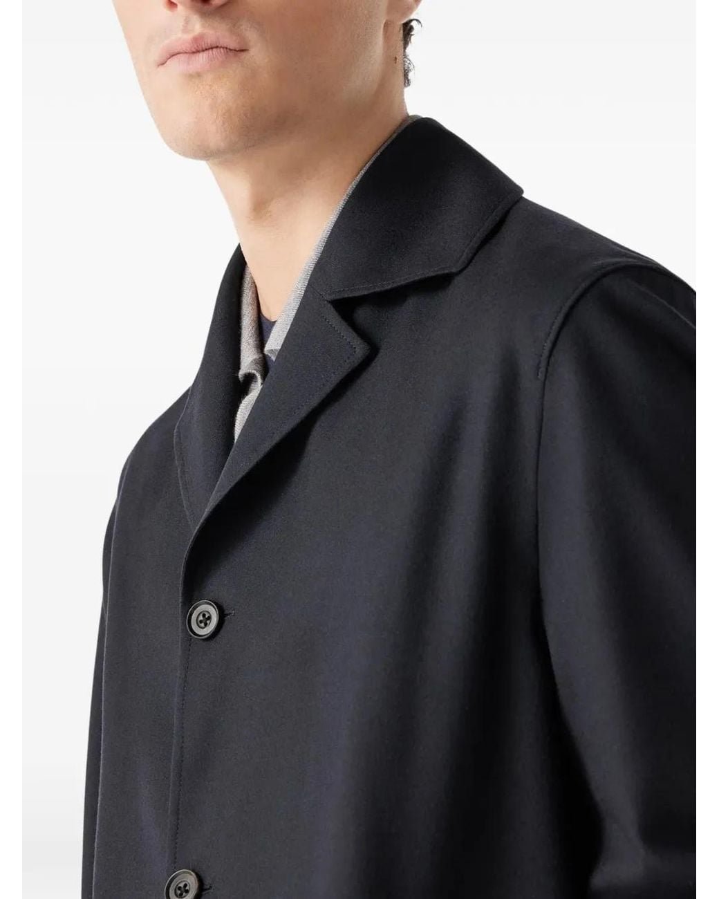 Corneliani Blue Button Virgin Wool Overshirt for men