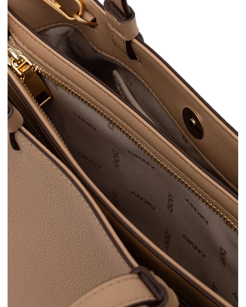 DKNY Brown Alya Logo-Plaque Tote Bag