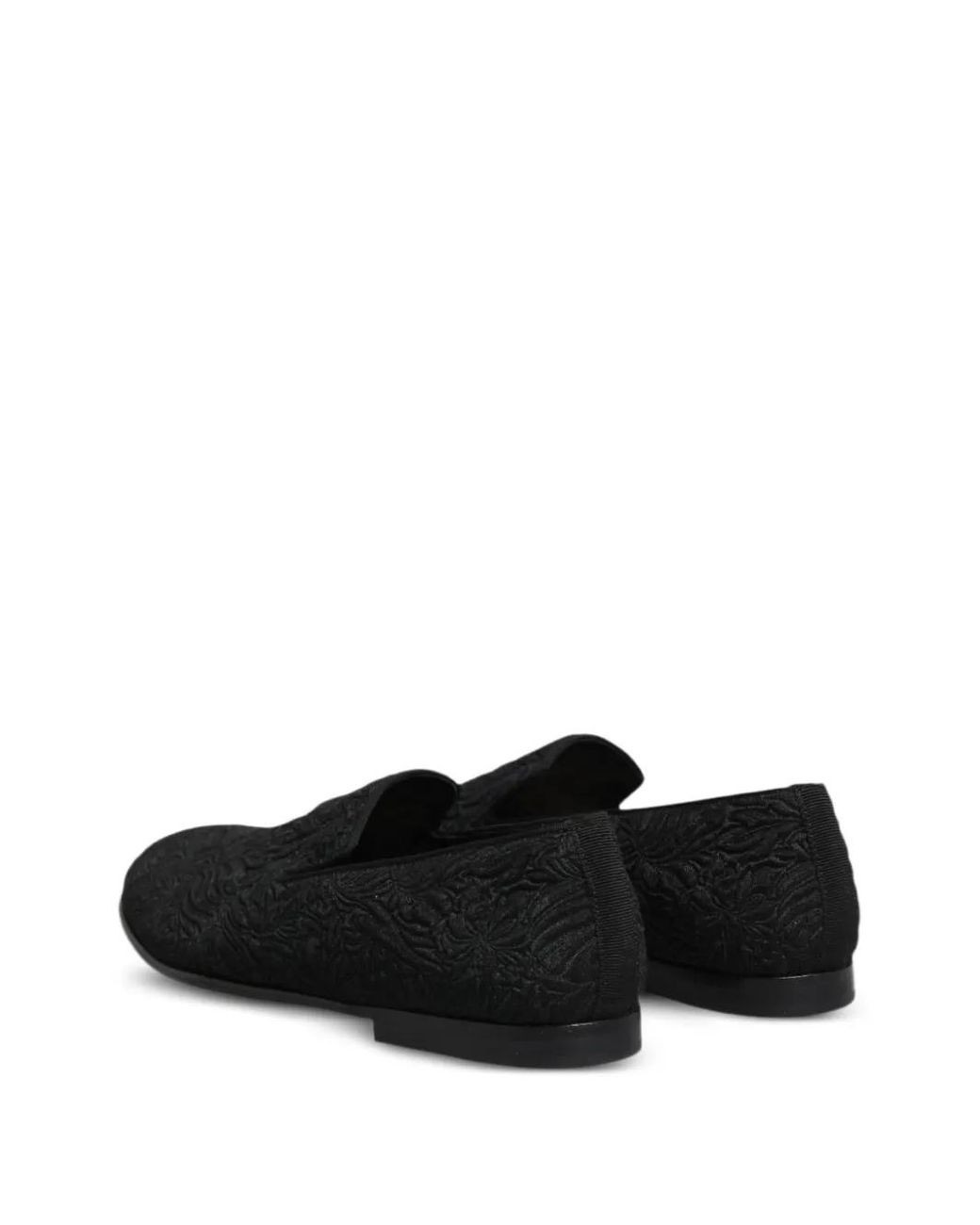Dolce & Gabbana Black Floral-Jacquard Loafers for men