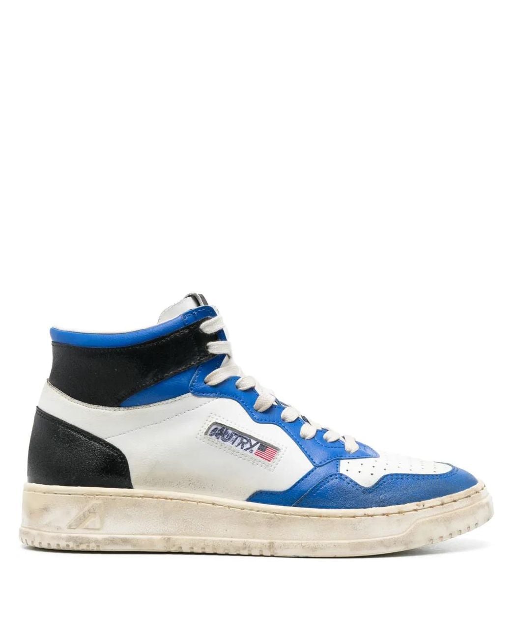 Autry Blue Distressed-Effect Hi-Top Sneakers for men