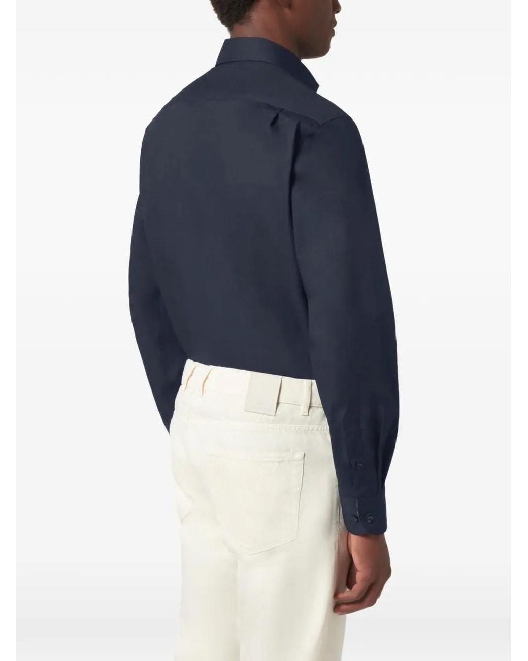 Paul & Shark Blue Cotton Poplin Shirt for men