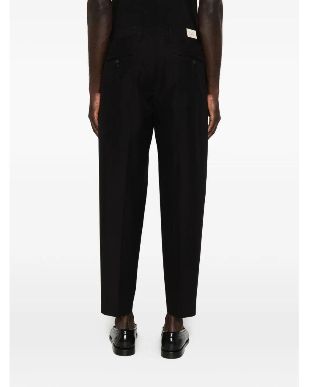 Briglia 1949 Black Pleated Pressed-Crease Trousers for men