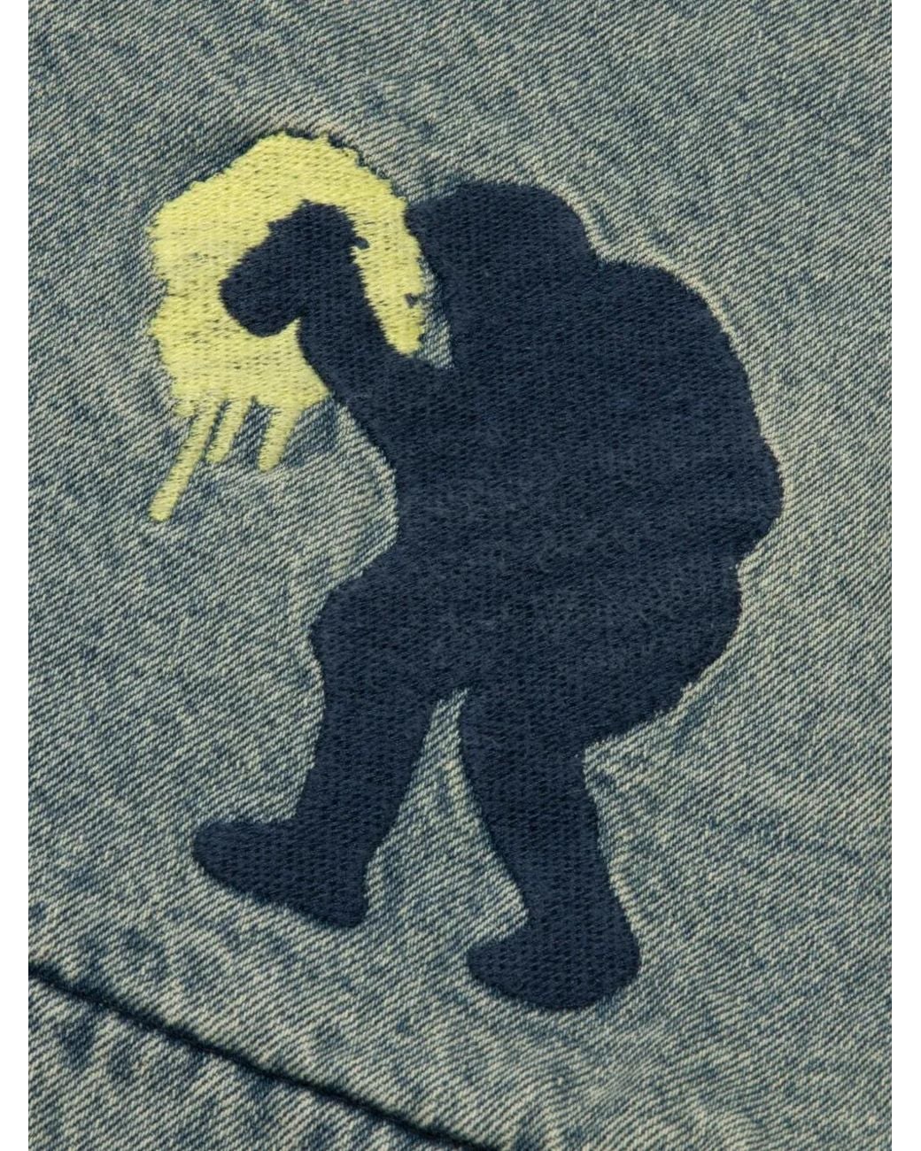 Aape By A Bathing Ape Gray Paint-Splatter Denim Gilet for men