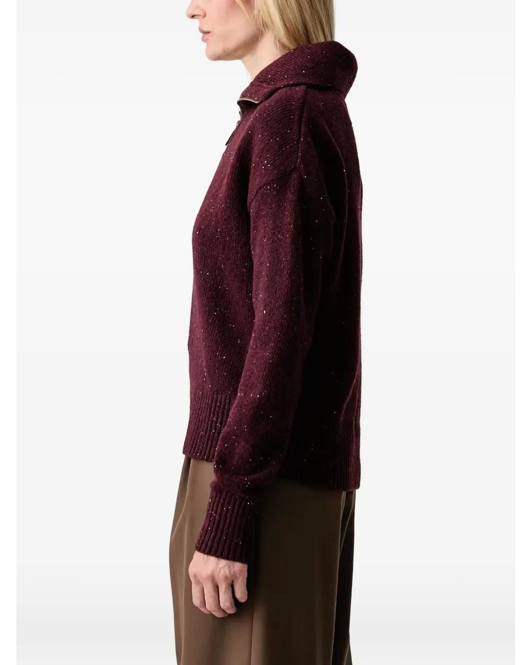 Barbour Red Lavensdale Quarter-Zip Jumper