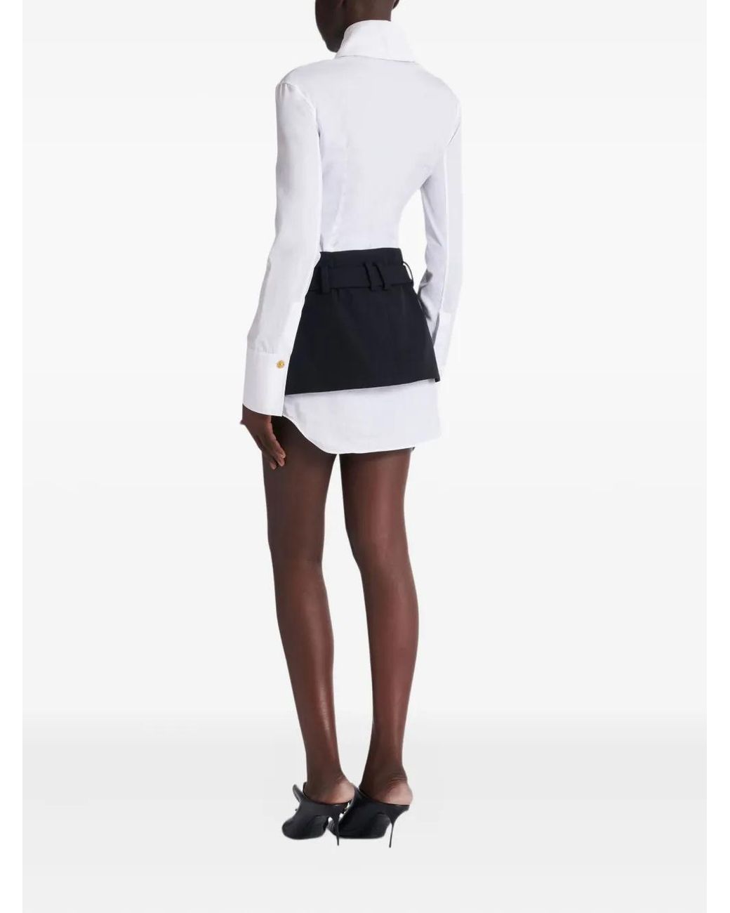 Balmain Blue Belted-Waist Mini Skirt