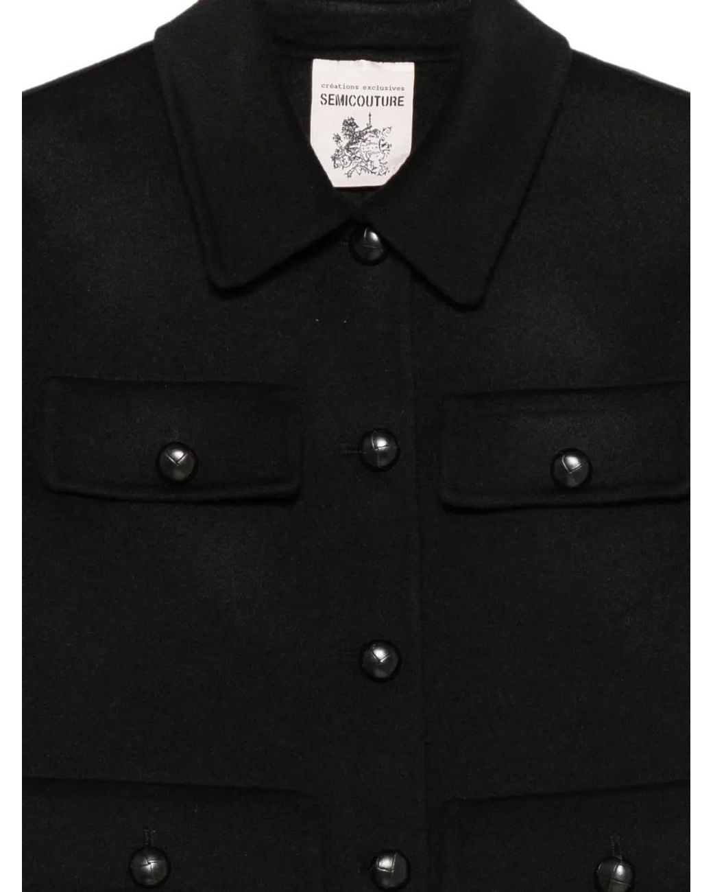 Semicouture Black Veste En Laine À Boutonnière