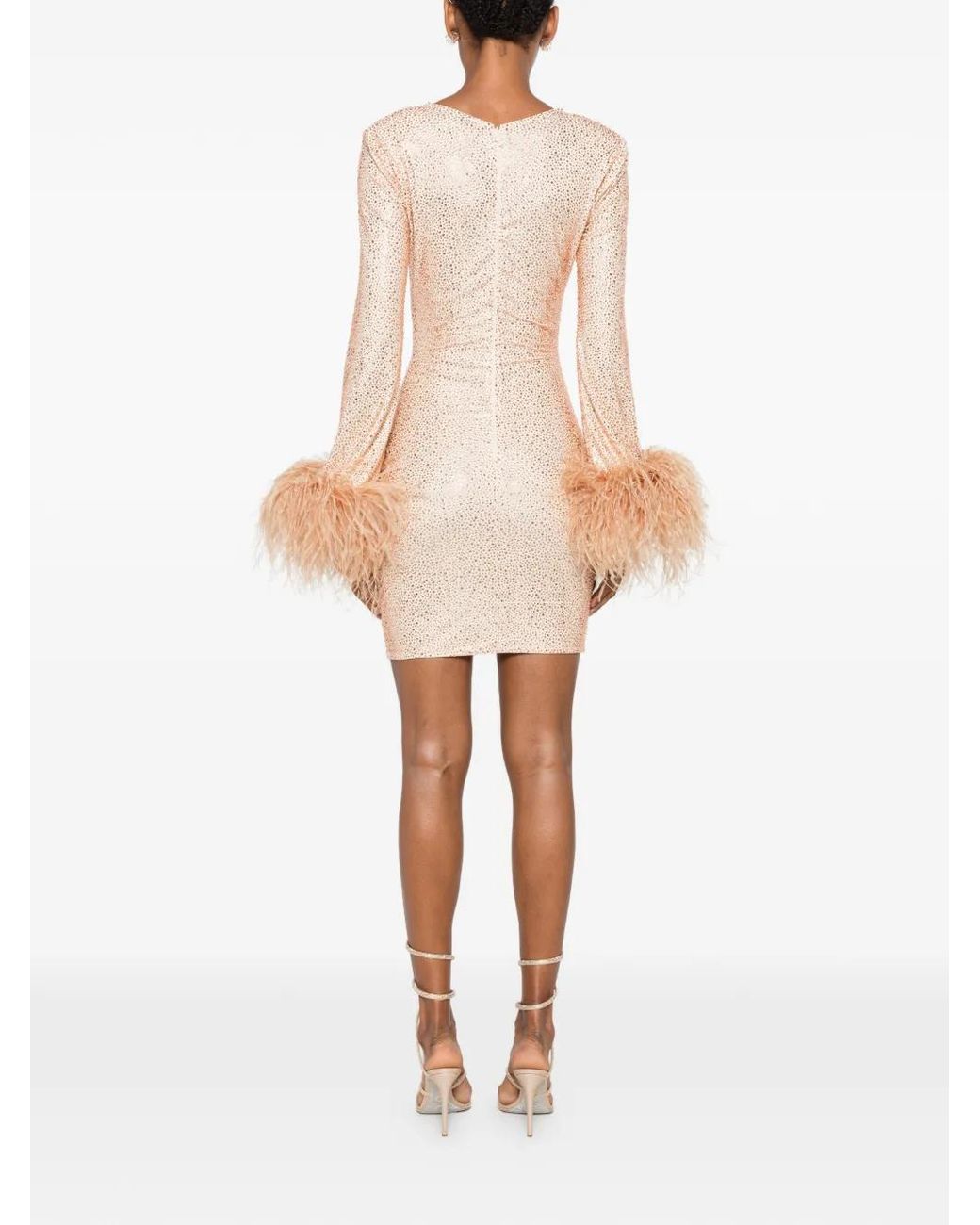 Miron Natural V-Neck Embellished Mini Dress
