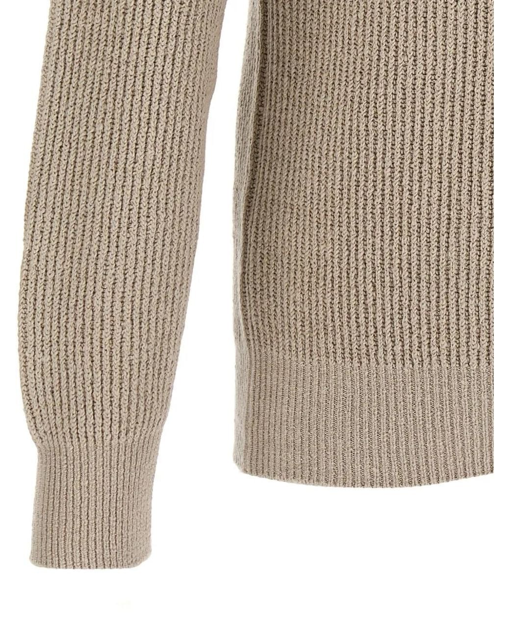 Brunello Cucinelli Natural Ribbed-Knit Cotton Sweater for men