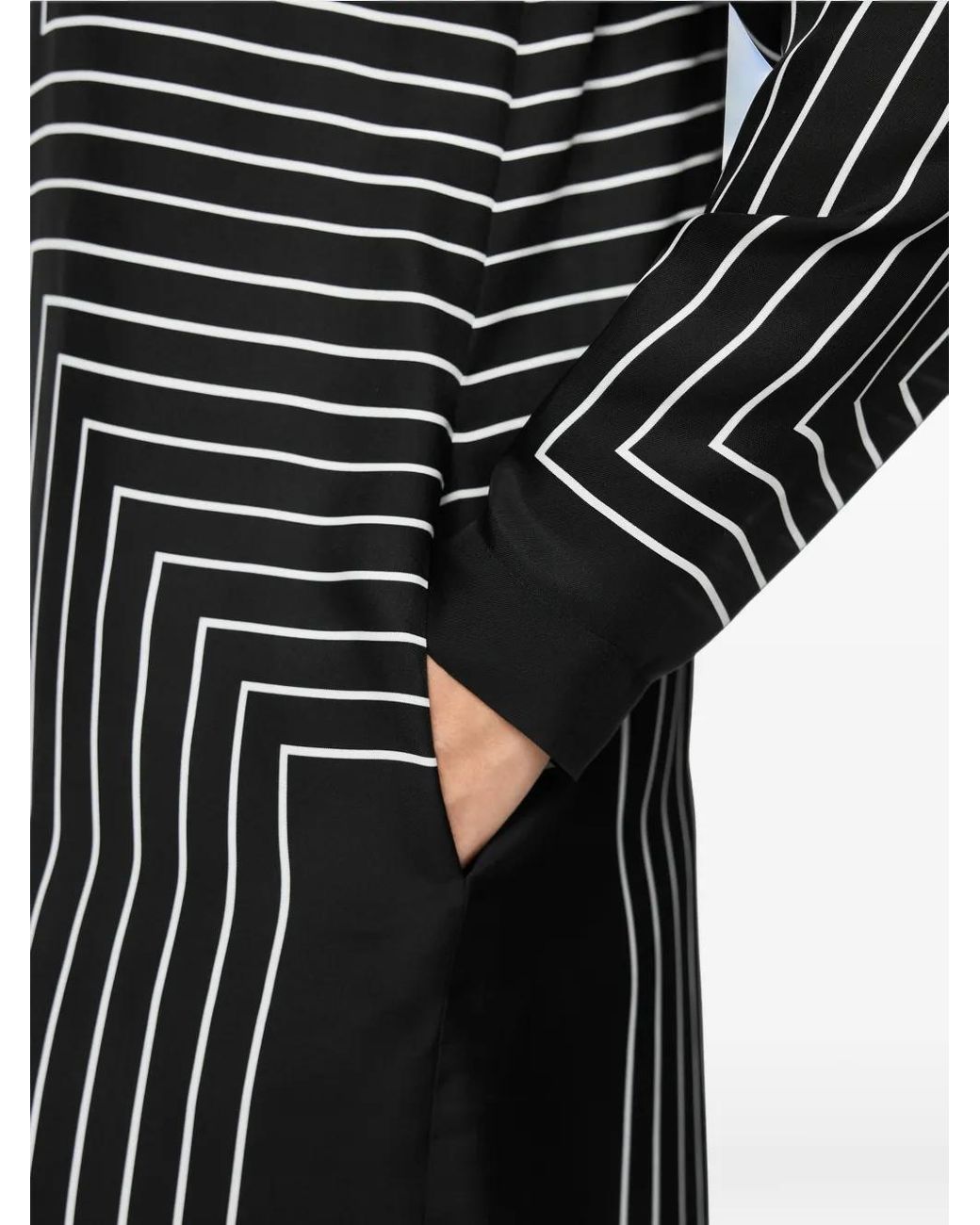 Marc Cain Black Graphic-Pattern Long-Sleeve Midi Dress