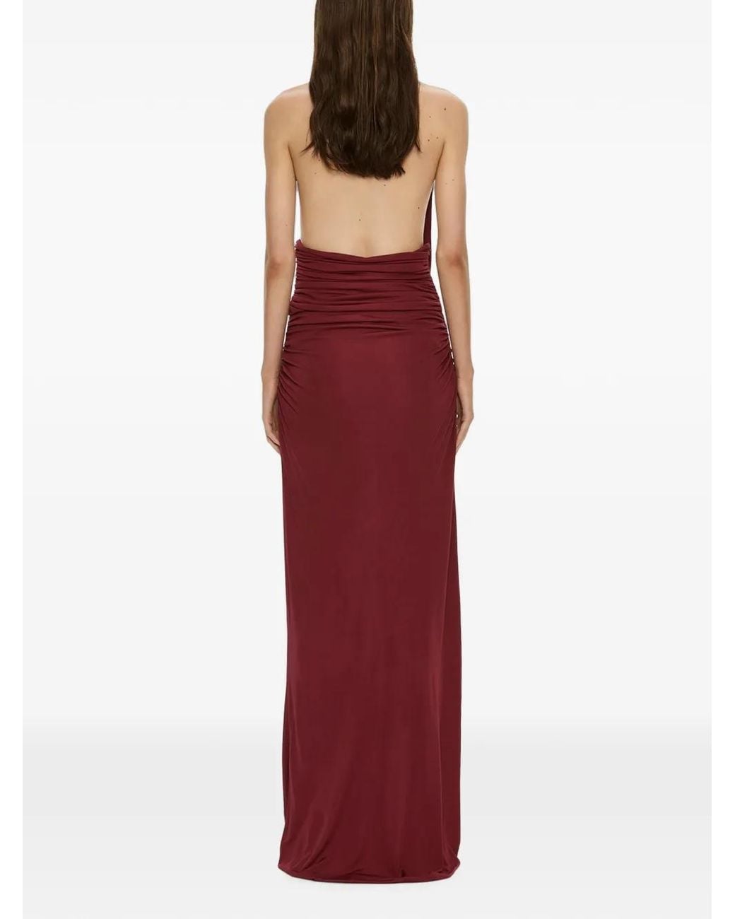 Christopher Esber Red Draped Cummerbund Maxi Dress