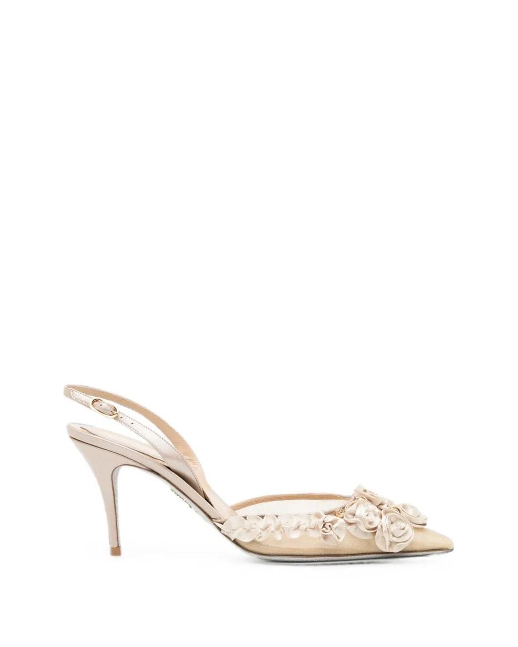 Rene Caovilla Natural Escarpins Rosalia 80 Mm À Appliqués Fleurs