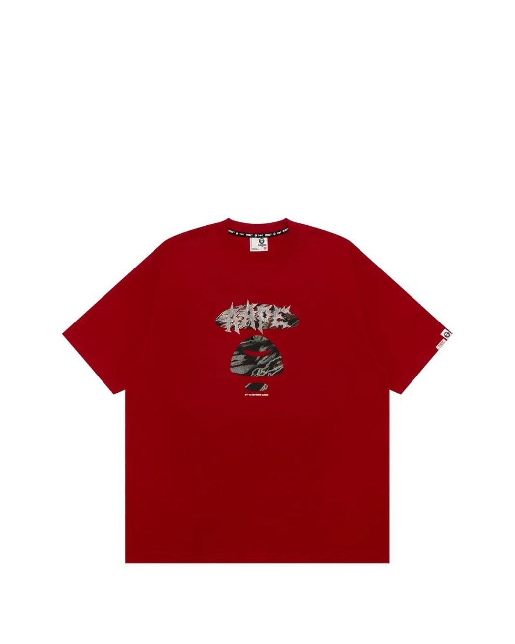 Aape By A Bathing Ape Red Moonface-Print Graphic-Print T-Shirt for men