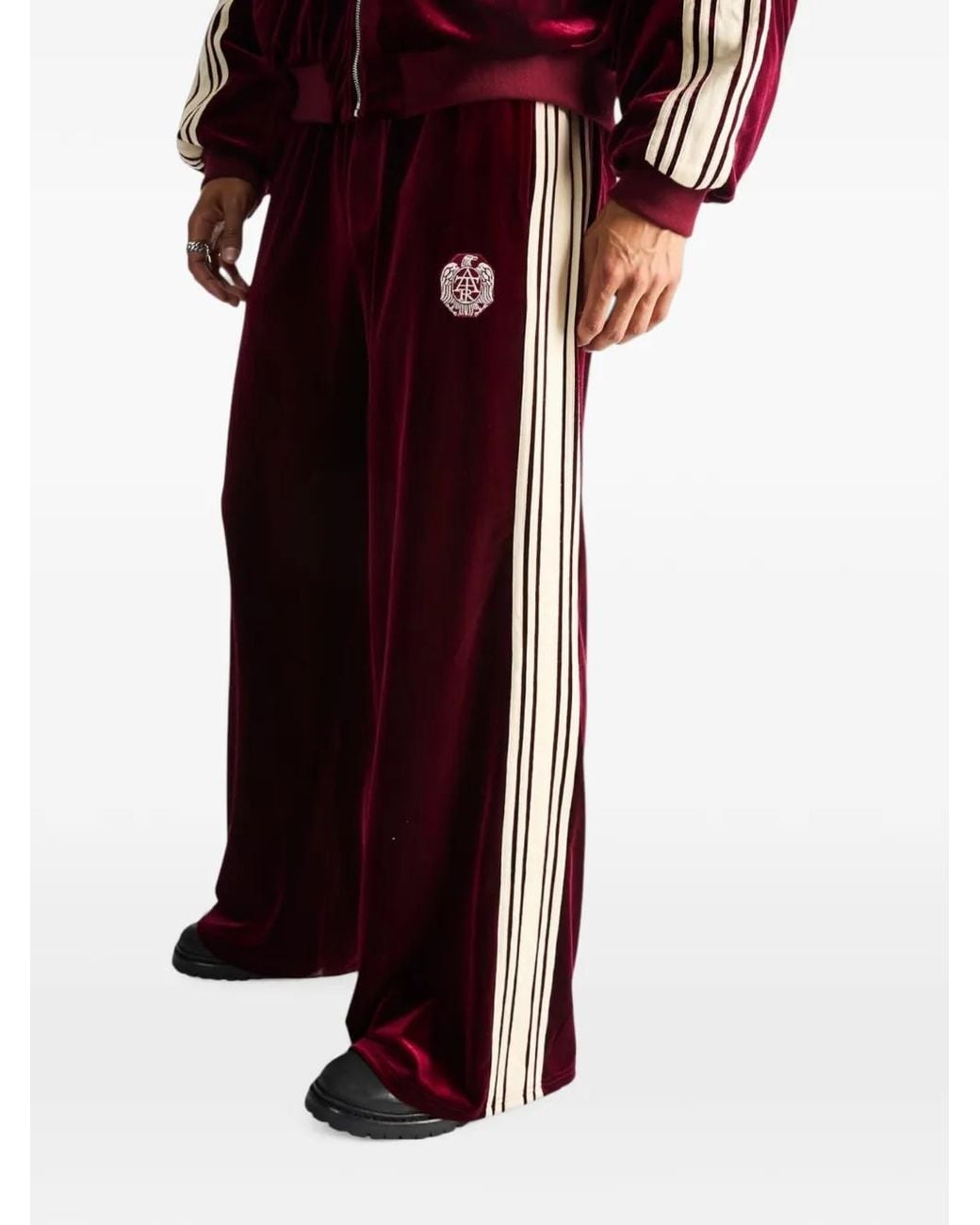 RTA Red Luxen Crest-Patch Track Pants for men
