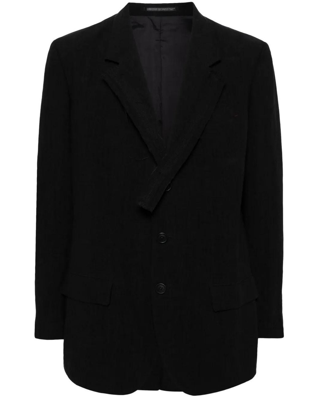 Yohji Yamamoto Black Single-Breasted Blazer for men