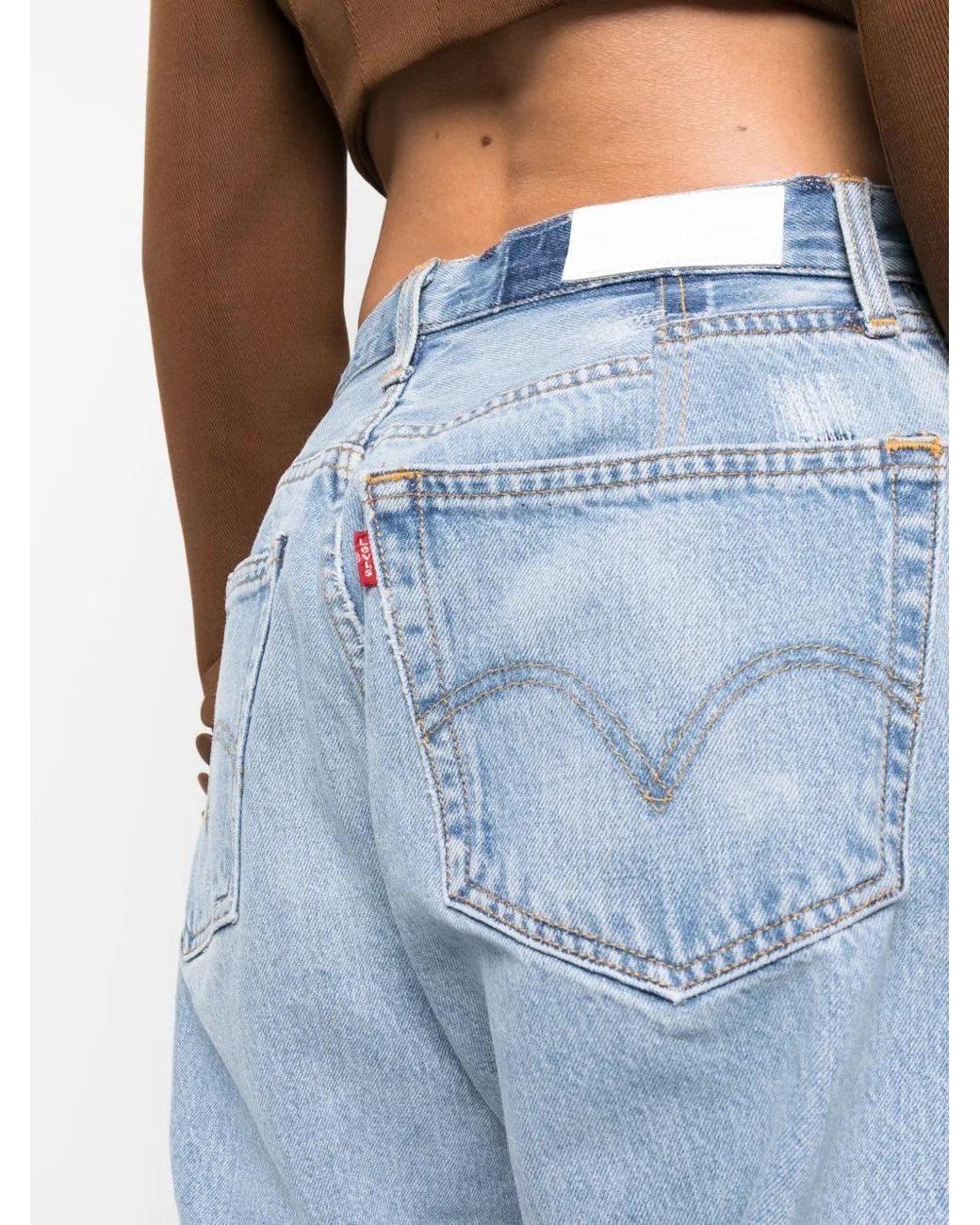 Re/done Blue 90S Faded Straight-Leg Jeans