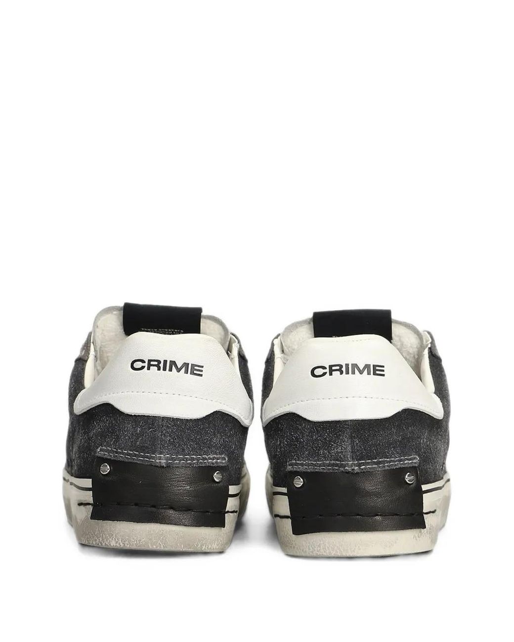 Crime London White Deconstructed Distressed-Effect Panelled Sneakers for men