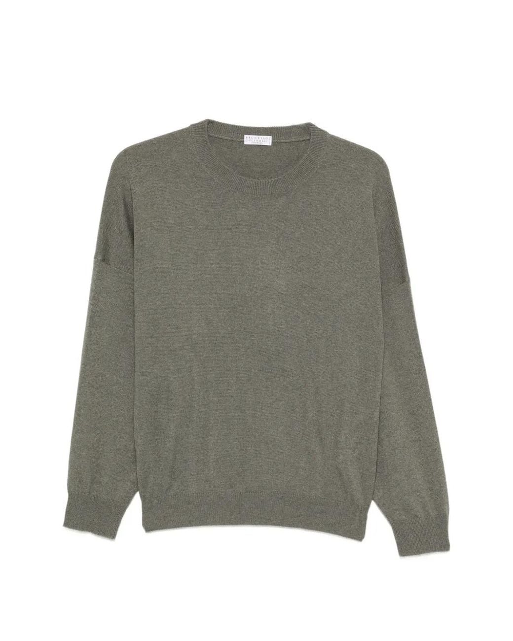 Brunello Cucinelli Green Crew-Neck Drop-Shoulder Sweater