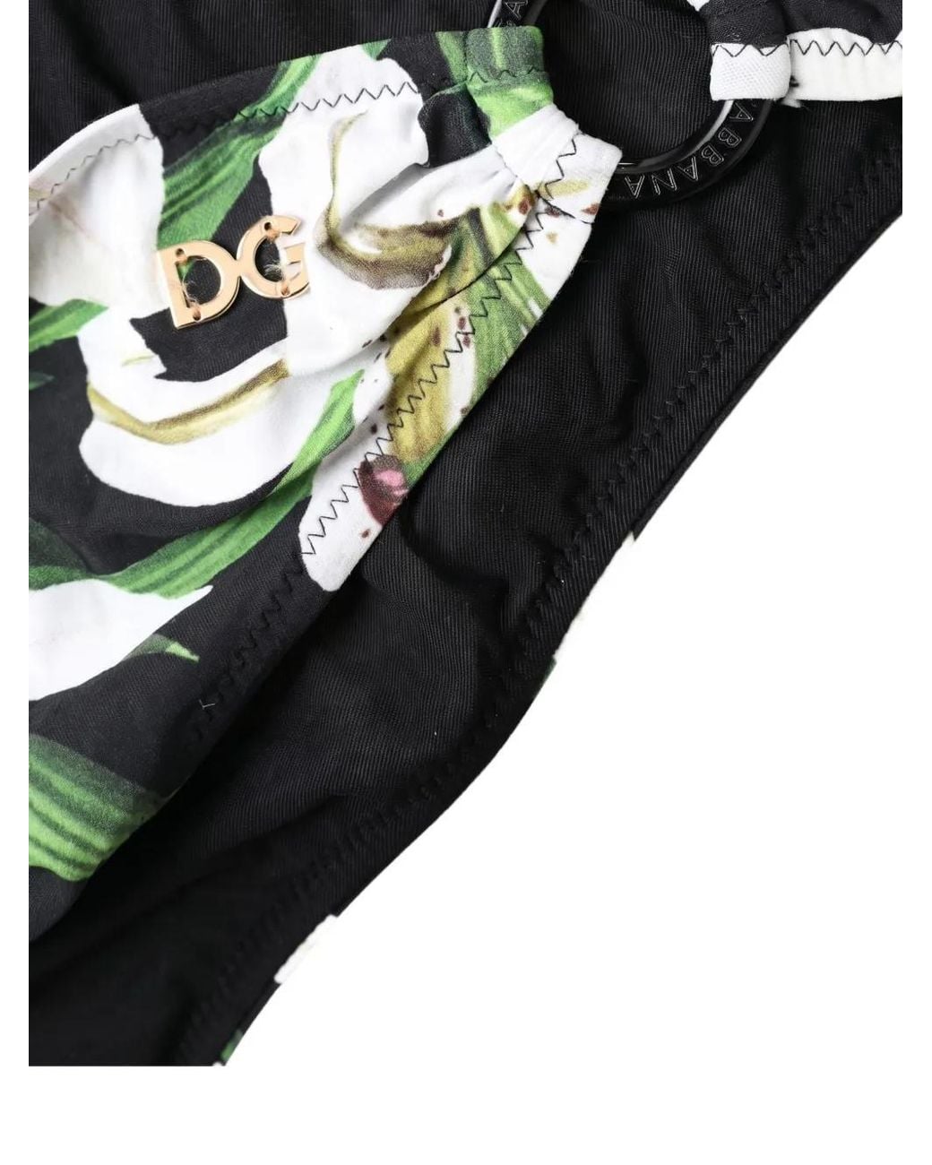 Dolce & Gabbana Black Lily-Print Bikini Bottoms