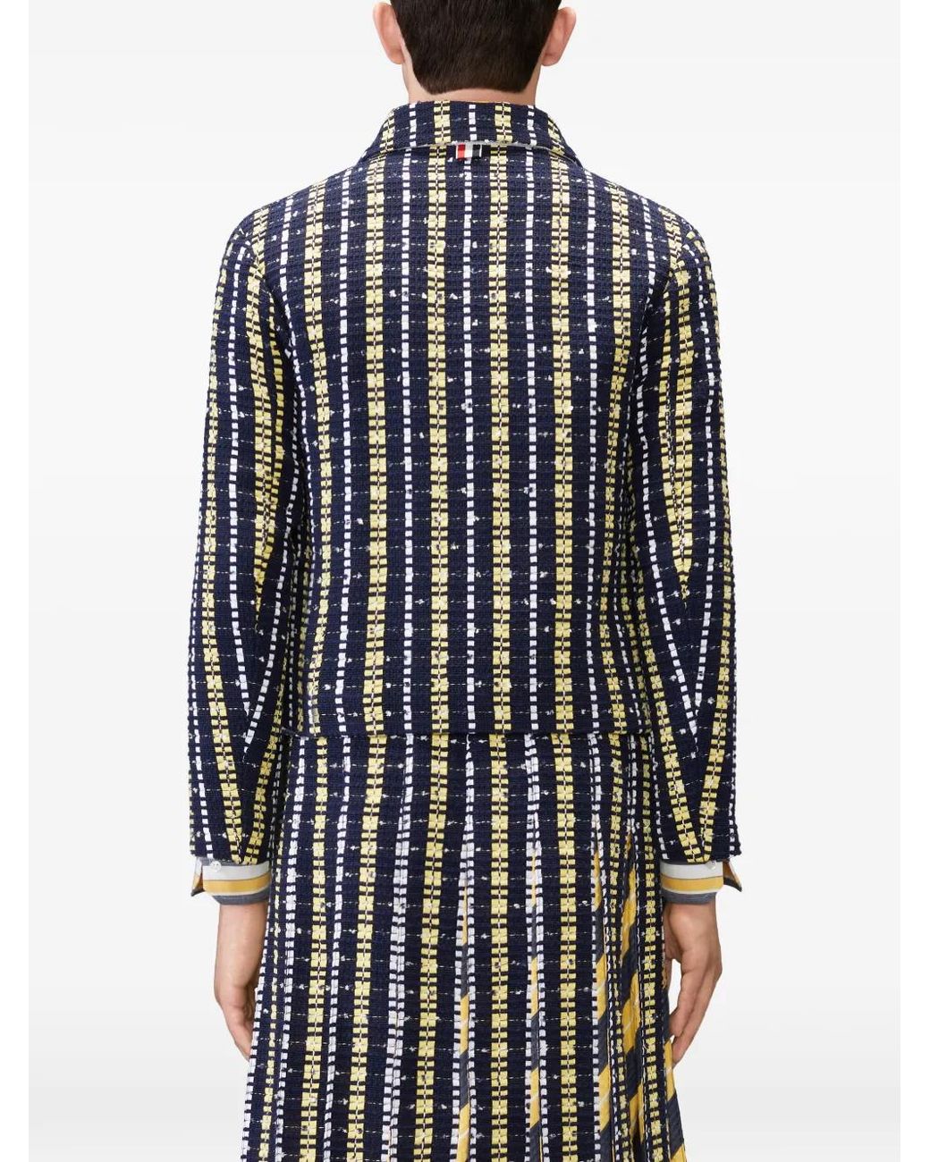 Thom Browne Blue Repp Stripe Grosgrani Tweed Golf Jacket for men