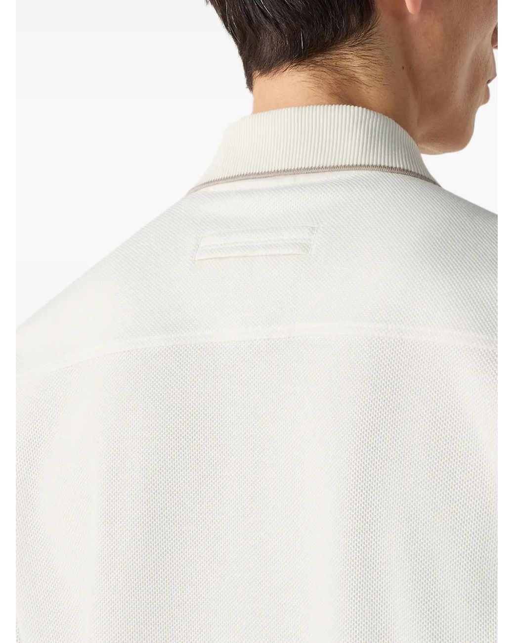Zegna White Cotton And Silk Polo Shirt for men
