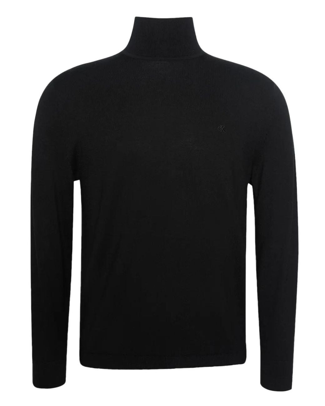 Calvin Klein Black Mock-Neck Wool Sweater for men