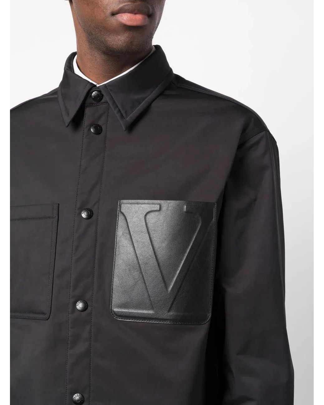 Valentino Garavani Black Logo-Patch Jacket for men