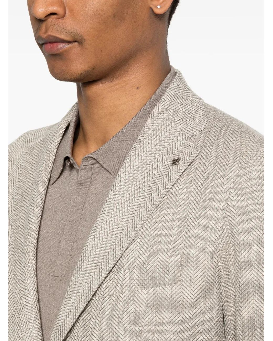 Chaqueta Con Motivo De Espiga Tagliatore de hombre de color White