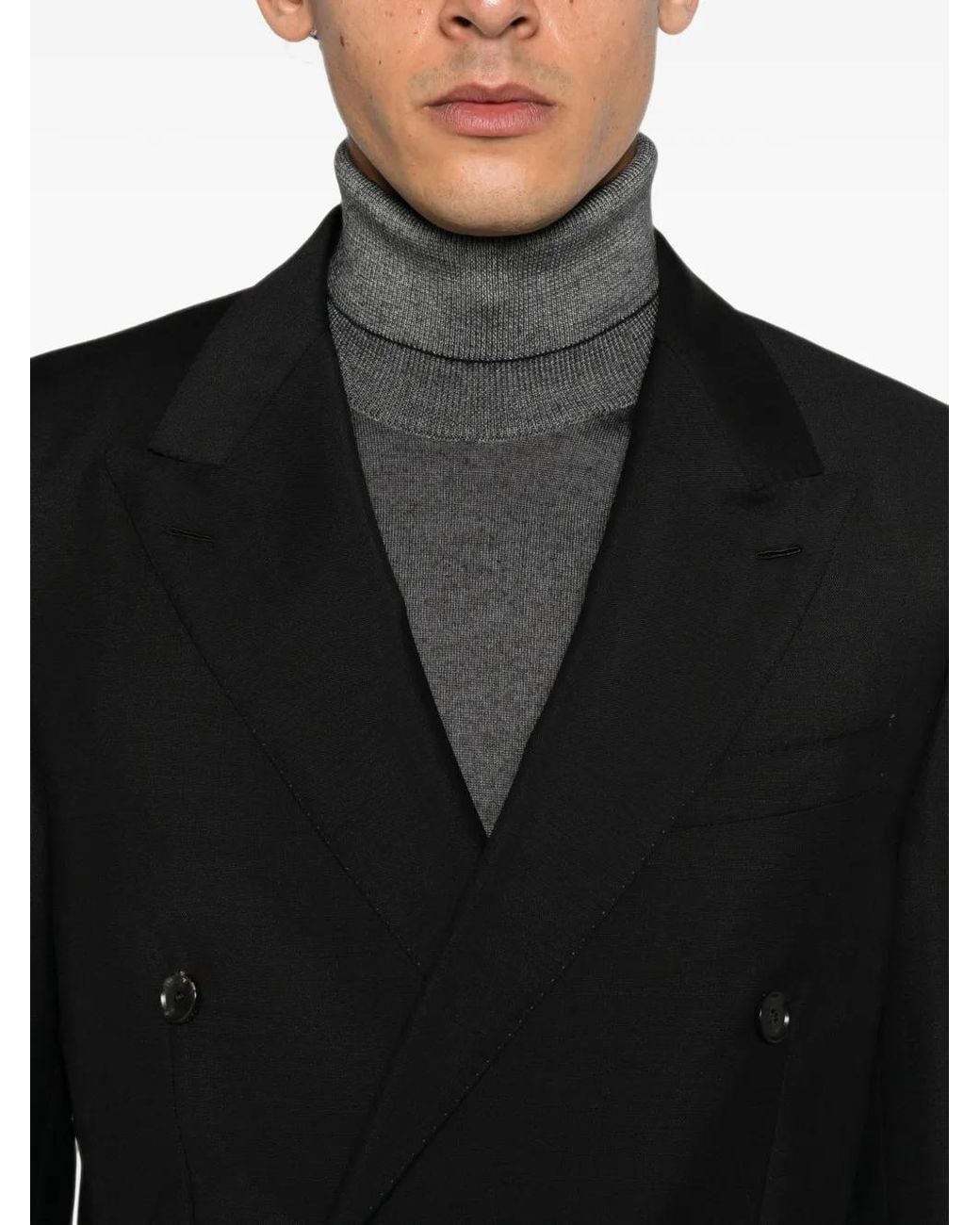 Caruso Black Costume Croisé À Revers Pointu for men