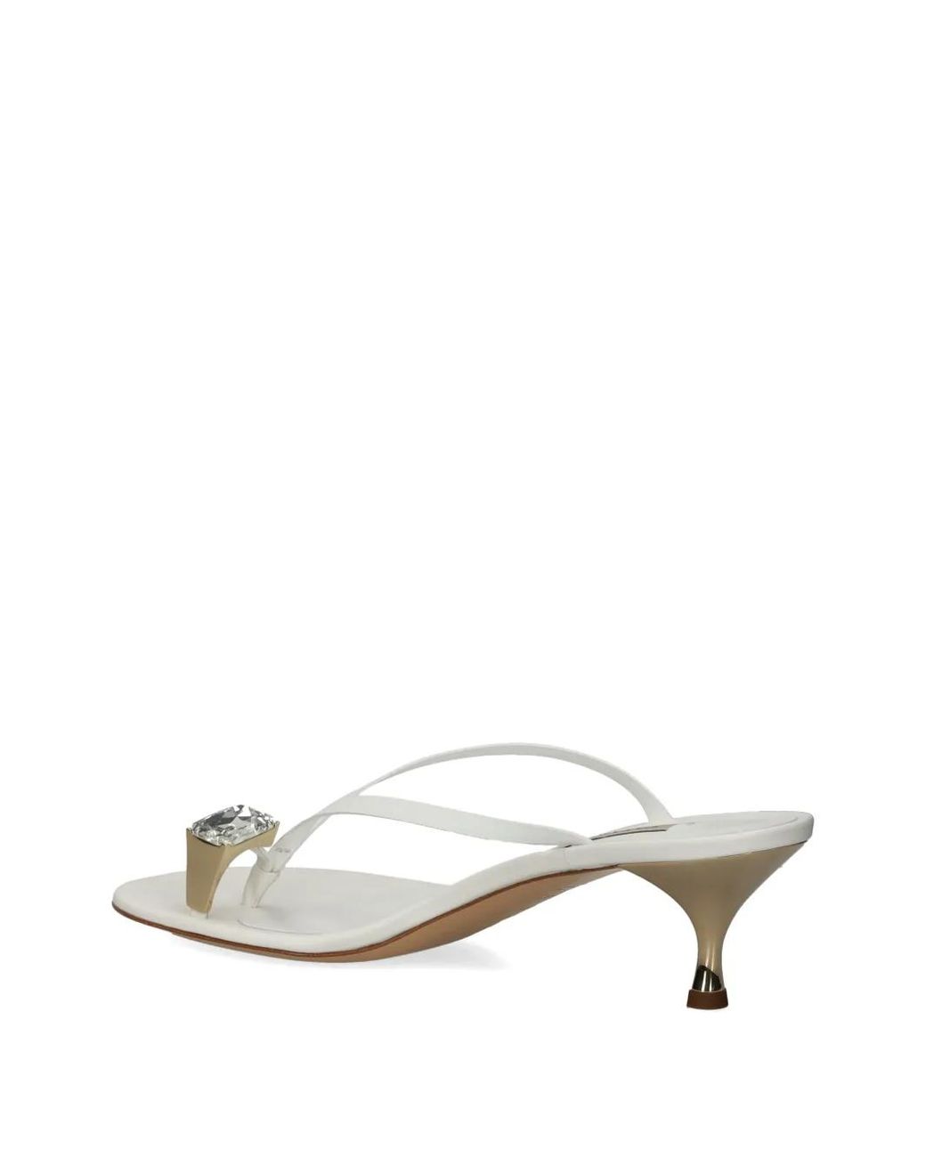 Casadei White Crystal-Embellished Leather Sandals