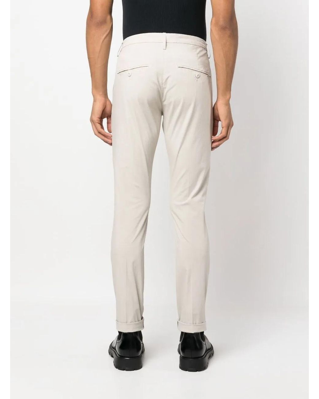 Dondup White Pressed-Crease Cotton Chinos for men