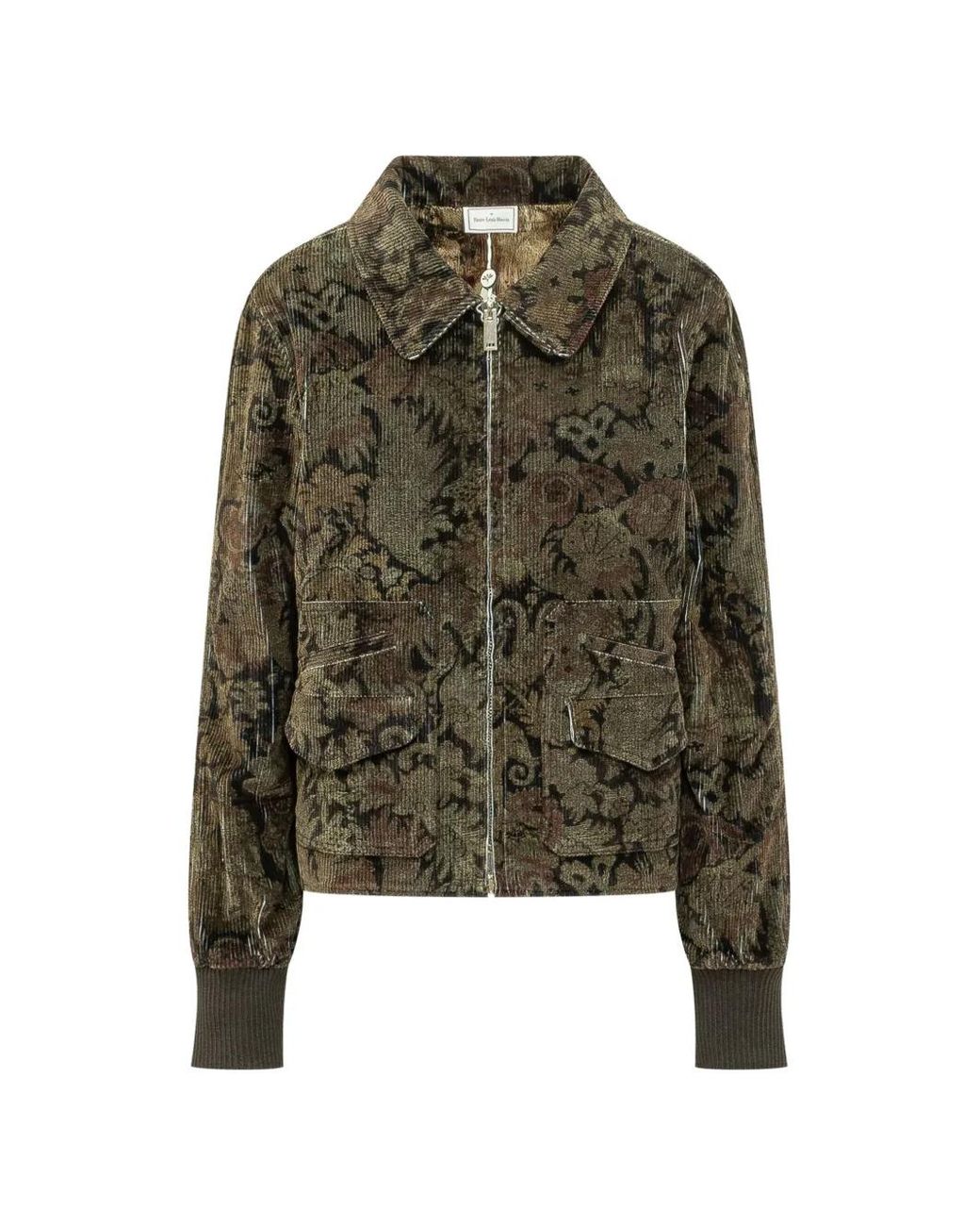 Pierre Louis Mascia Green Gridox Floral-Print Corduroy Jacket