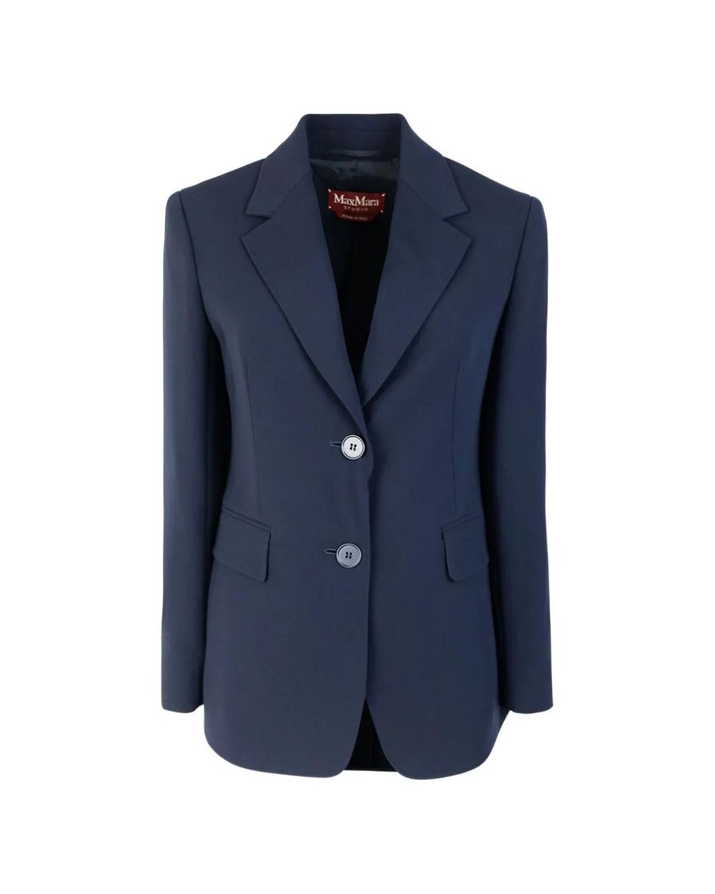 Max Mara Blue Blazer Boutonné À Revers Crantés