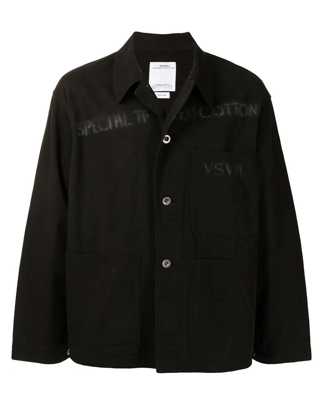 Visvim Black Logo-print Crinkle-effect Shirt Jacket for men