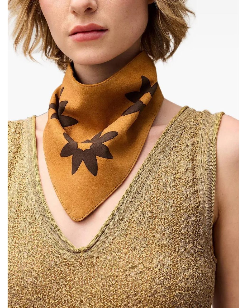 RETORI White Floral-Motif Suede Scarf
