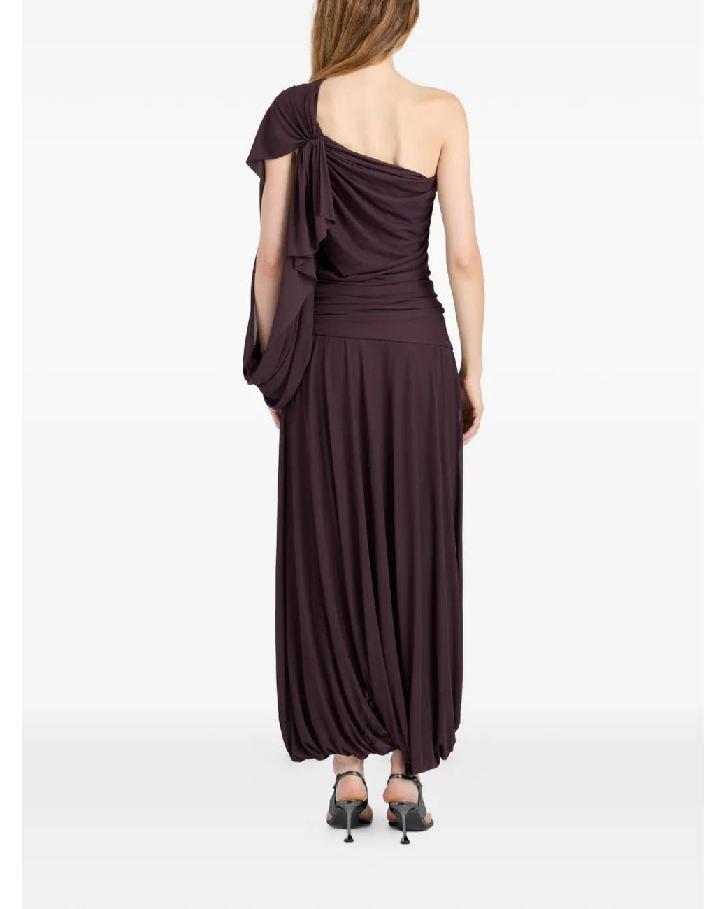 Proenza Schouler Purple Gabri One-Shoulder Pleated Midi Dress