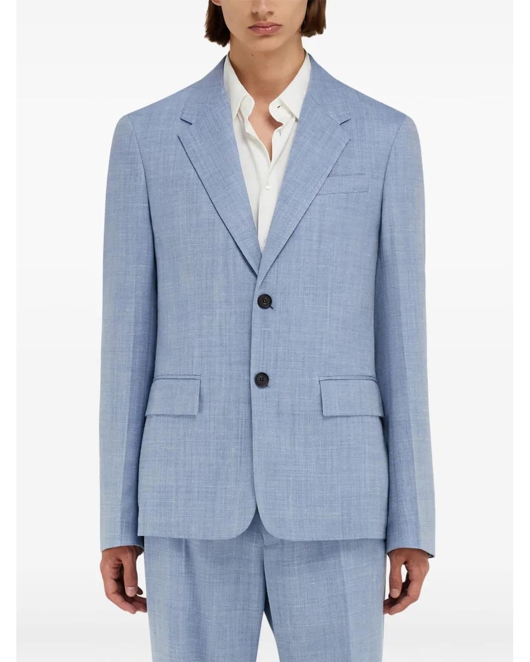 Ferragamo Blue Single-Breasted Blazer for men